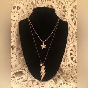 NWOT Vintage Betsey Johnson Stars & Lighten bolt Necklace